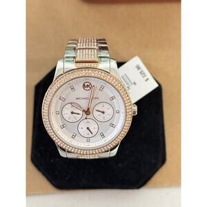Michael Kors MK6827 Tibby White Chronograph Glitz Dial Two Tone Rose